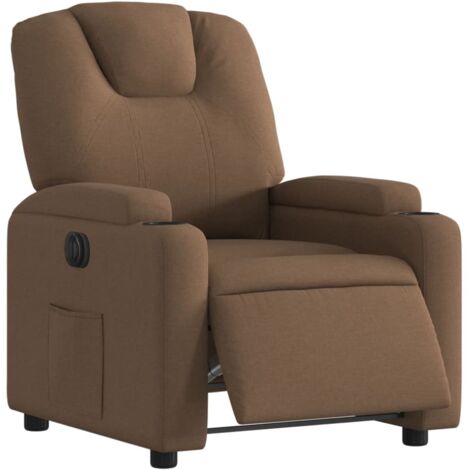 vidaXL Fauteuil inclinable électrique Marron Tissu