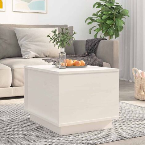 Vidaxl – Table basse relevable blanche 40x50x35 cm – Bois massif de pin – Design moderne avec espace de rangement caché