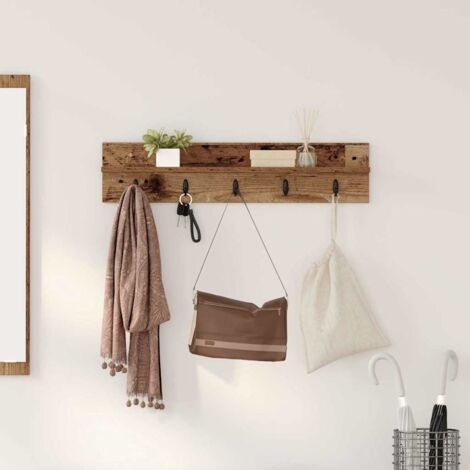 vidaXL Porte-manteau mural Montage mural Bois ancien 80 x 10,5 x 18 cm