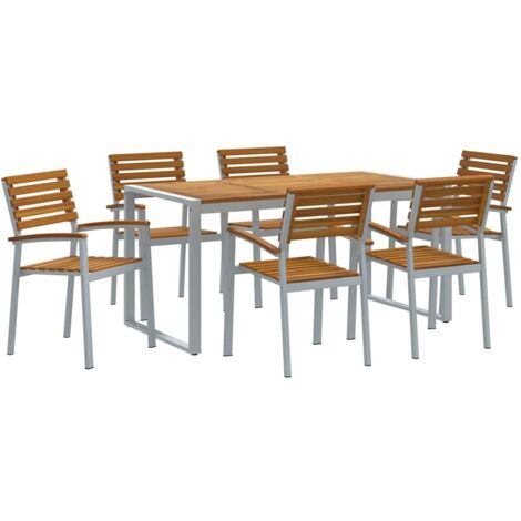 Ensemble de salle à manger pour jardin 7 pcs Gris et marron vidaXL
