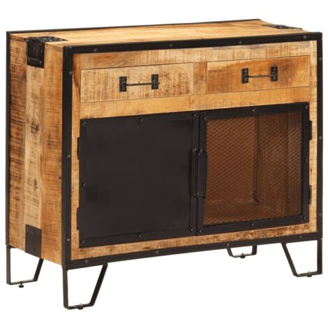 Vidaxl – Buffet en bois de manguier massif 80x31x66 cm – Pieds en métal – Grand espace de rangement – Design intemporel (1/5)
