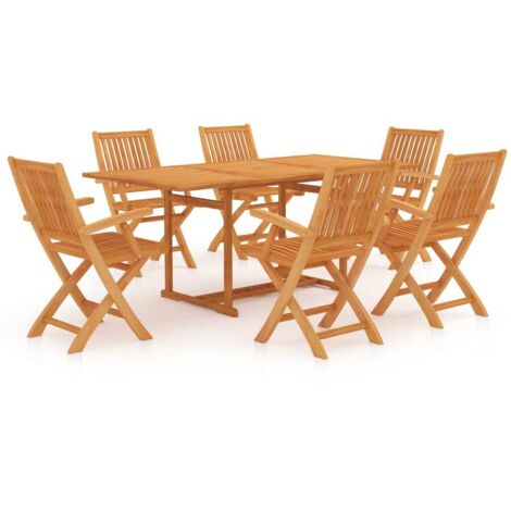 vidaXL Ensemble à manger de jardin 7 pcs Bois de teck massif (1/5)