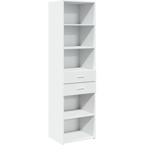 Vidaxl – Buffet haut blanc 50x42,5x185 cm – Bois d'ingénierie – Grand espace de rangement – Design minimaliste moderne (1/5)