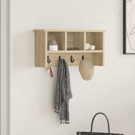 vidaXL Porte-manteau mural avec étagère Chêne Sonoma 50 x 16 x 26 cm