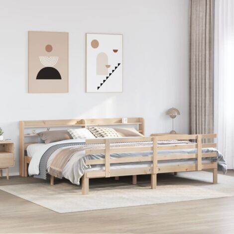 vidaXL Cadre de lit avec tête de lit sans matelas 200x200 cm (1/5)