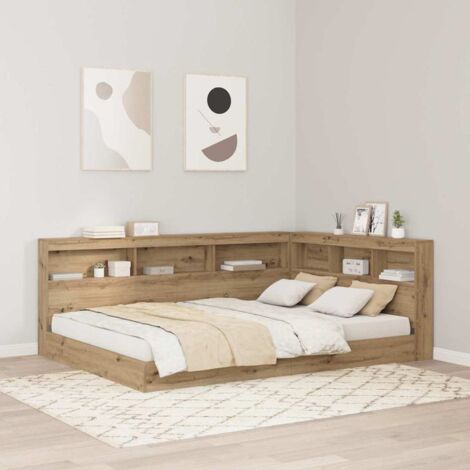 Vidaxl – Tête de lit de rangement avec étagère – Bois d'ingénierie – Design minimaliste – Station de charge intégrée – 140 cm