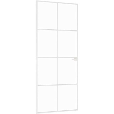 Porte d'intérieur Blanc 83x201,5 cm Trempé verre aluminium fin vidaXL