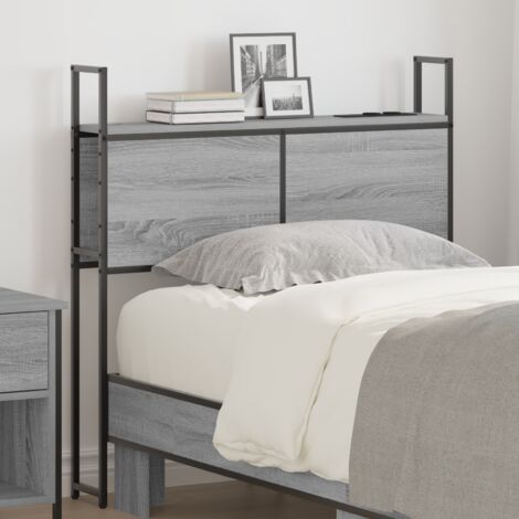 Headboard de Rangement avec Station de Charge Sonoma gris 80 cm vidaXL