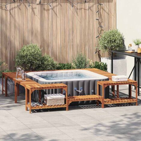 Vidaxl – Enclos carré pour bain à remous extérieur en bois d'acacia massif 250 x 250 cm – Résistant aux intempéries – Assemblage requis