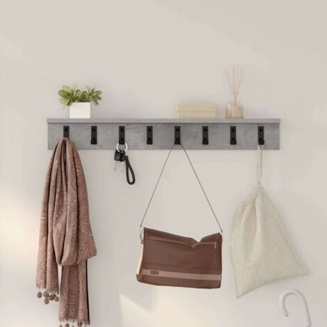 Porte-manteau mural avec étagère Gris béton 80 x 10.5 x 10.5 cm vidaXL (1/5)