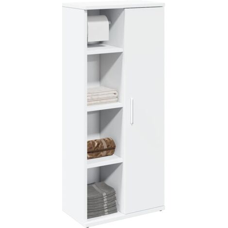 Vidaxl – Meuble sous vasque simple blanc 39x22x90 cm – Bois d'ingénierie résistant à l'humidité – Porte-rouleau intégré – Grand espace de rangement