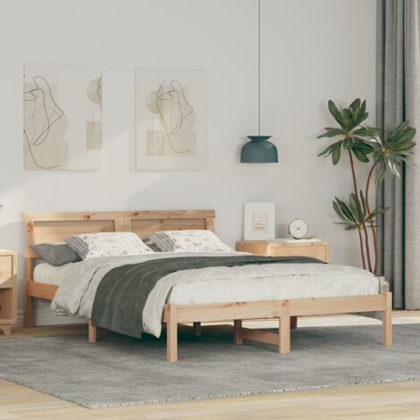 Cadre de lit avec tête de lit Marron 140 x 190 cm Pin massif vidaXL (1/5)