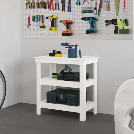 vidaXL Banc de travail Blanc 78,5x50x80 cm Bois de pin massif