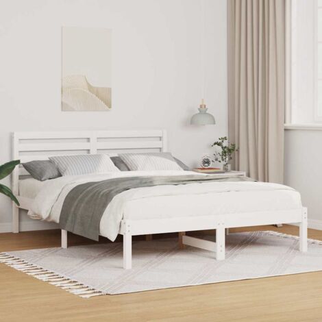 Cadre de lit avec tête de lit Blanc 140 x 190 cm Pin massif vidaXL (1/5)