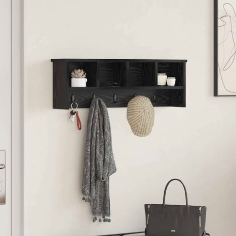 Porte-manteau mural avec étagère Chêne noir 75 x 16 x 26 cm vidaXL
