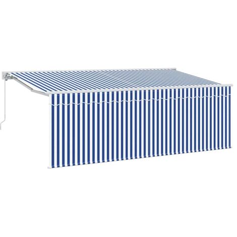 vidaXL Auvent Rétractable Bleu et Blanc 400 x 200 cm (1/5)