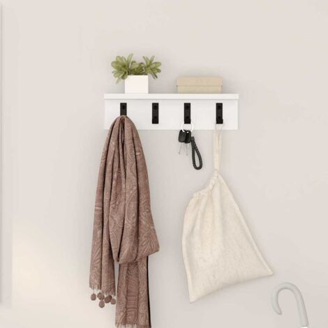 vidaXL Porte-manteau mural Blanc 40 x 10,5 x 10,5 cm Bois d'ingénierie (1/5)