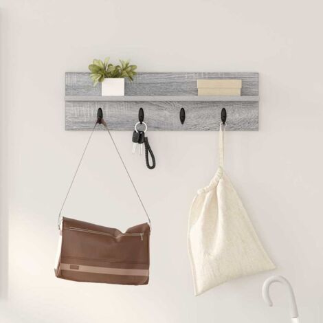 vidaXL Porte-manteau mural Montage mural Gris Sonoma 60 x 10,5 x 18 cm (1/5)