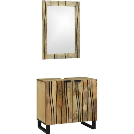 vidaXL Bathroom Cabinet Set 2 pcs Natural Solid Mango Wood (1/5)