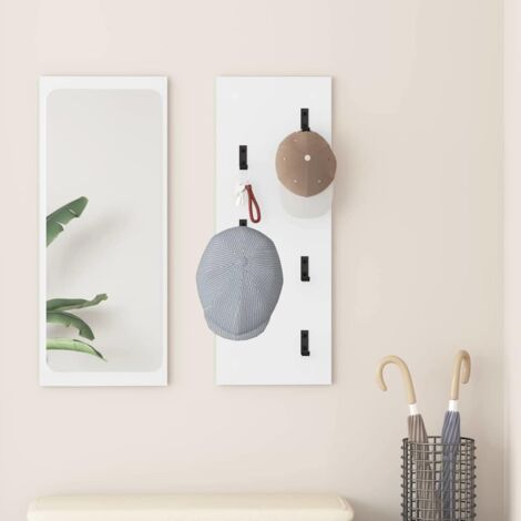vidaXL Porte-manteau mural Blanc 30 x 1,5 x 80 cm Bois d'ingénierie (1/5)
