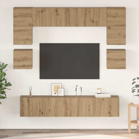vidaXL Ensemble meuble TV 8 pcs chêne artisanal Bois d'ingénierie (1/5)