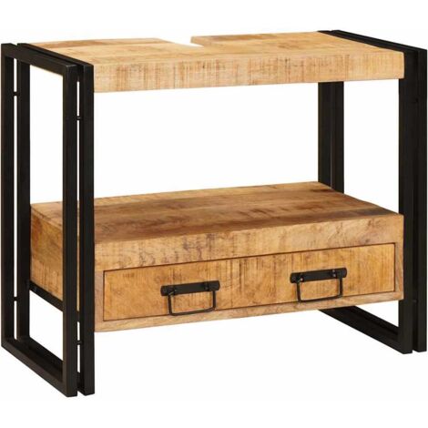 Vidaxl – Meuble sous vasque simple 71x33x58 cm en bois de manguier massif – Avec tiroir et étagère – Usage intérieur uniquement