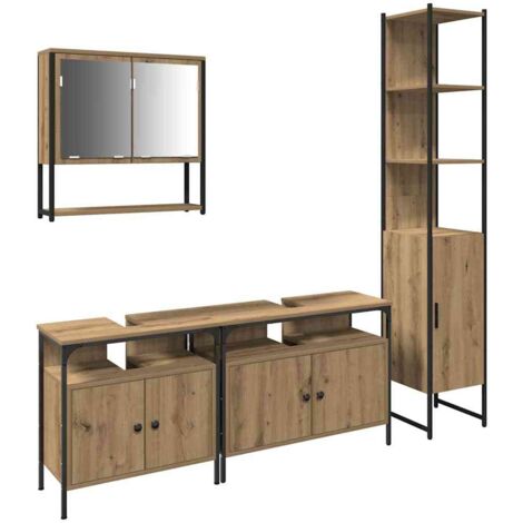 vidaXL Ensemble de mobilier de salle de bain 4 pcs chêne artisanal (1/5)