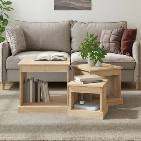 Tables basses 3 pcs chêne sonoma bois d'ingénierie vidaXL (1/5)