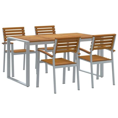 Ensemble de salle à manger pour jardin 5 pcs Gris vidaXL