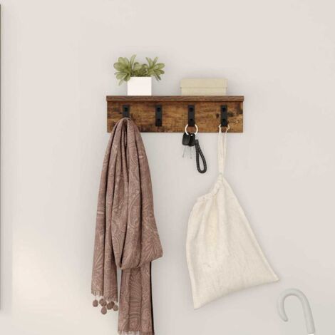 vidaXL Porte-manteau mural Chêne fumé 40 x 10,5 x 10,5 cm (1/5)