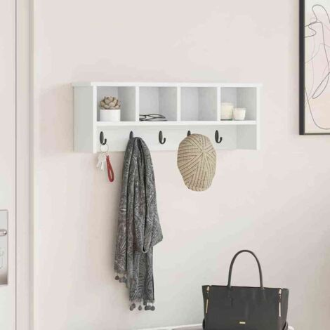 vidaXL Wall-Mounted Coat Rack White 75 x 16 x 26 cm Engineered wood