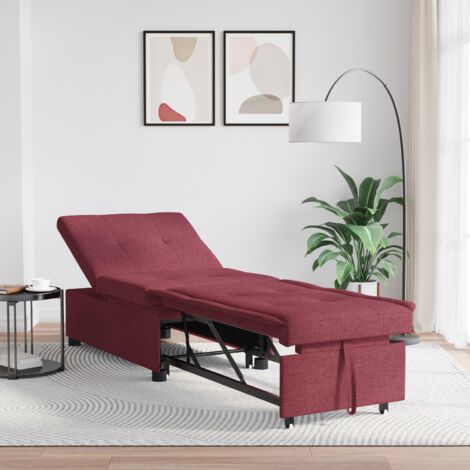 vidaXL Canapé-lit escamotable Bordeaux 194 x 50 x 82 cm tissu (1/5)