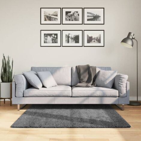 vidaXL Tapis OVIEDO à poils courts anthracite 120x120 cm (1/5)
