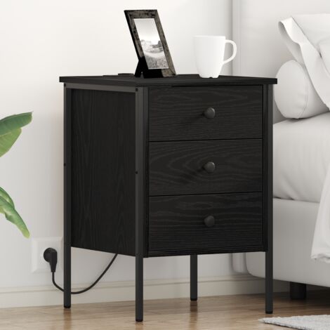 vidaXL Cabinet de chevet avec tiroir 2 pcs Chêne noir 42 x 41 x 61 cm (1/5)