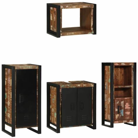 vidaXL Ensemble de mobilier de salle de bain 4 pcs Bois Recyclé Solide (1/5)