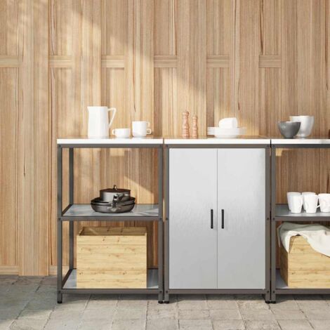 vidaXL Ensemble de rangement cuisine 2 pcs Argent 120 x 50 x 92 cm