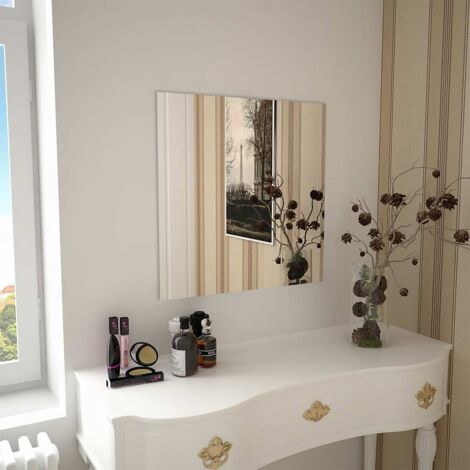 Vidaxl – Miroir mural carré 60 x 60 cm en verre poli – Installation facile avec vis incluses – Pour chambre, salon ou dressing