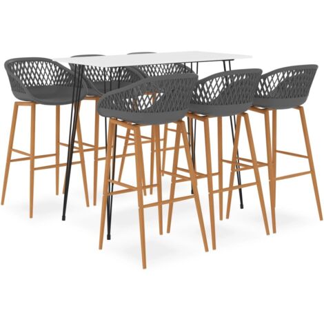 Ensemble de bar 7 pcs Blanc et gris vidaXL