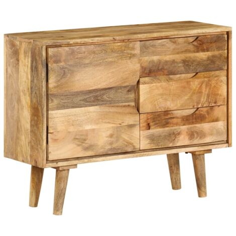 Vidaxl – Buffet en bois de manguier massif 90x30x69 cm – 3 tiroirs et 2 étagères – Finition laquée et polie – Style rétro unique - vidaXL960812 (1/5)