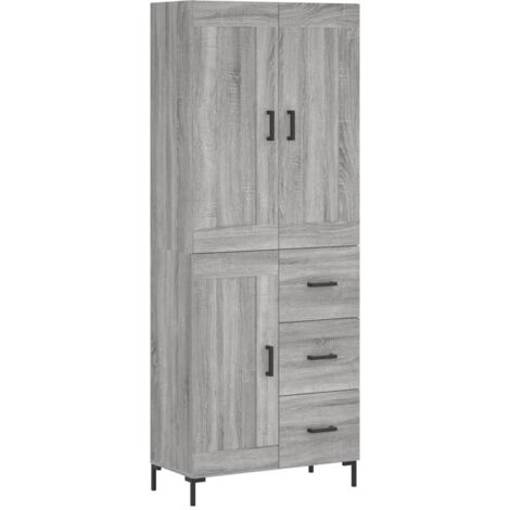 Buffet haut Sonoma gris 69,5x34x180 cm Bois d'ingénierie vidaXL