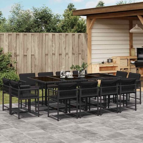Ensemble à manger de jardin 13 pcs coussins noir résine tressée vidaXL
