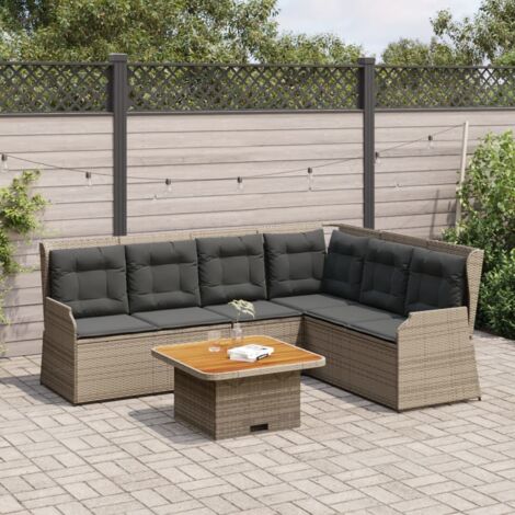 vidaXL Salon de jardin 5 pcs avec coussins Gris Résine tressée (1/5)