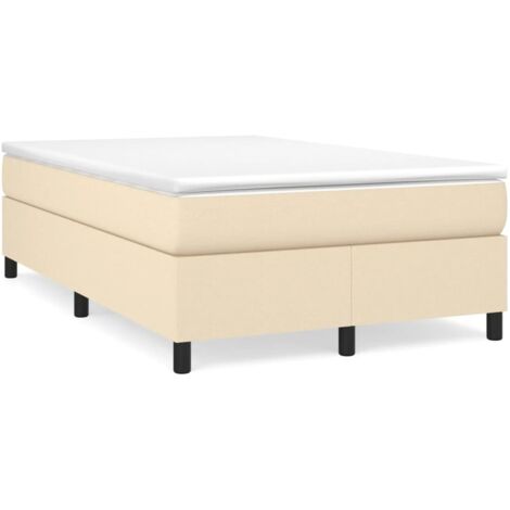 vidaXL Sommier à lattes de lit avec matelas crème 120x190 cm tissu (1/5)
