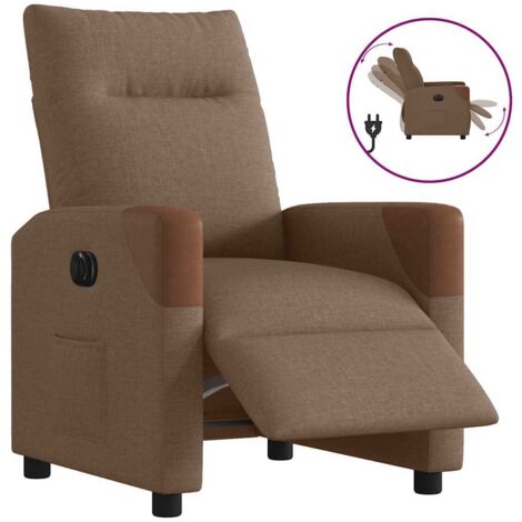 vidaXL Fauteuil inclinable électrique Marron Tissu