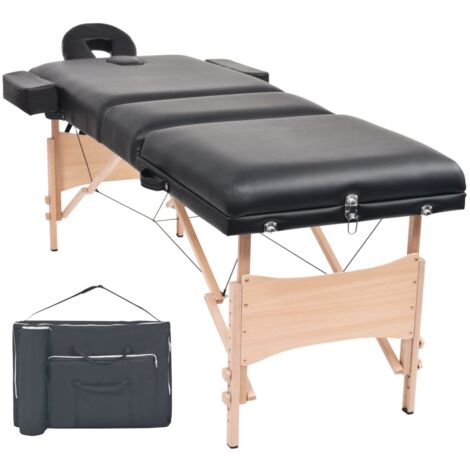 Table de massage pliable，Lit de Massage à 3 zones 10 cm d'épaisseur Noir vidaXL