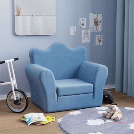 Canapé-lit pour enfants bleu peluche douce vidaXL292743