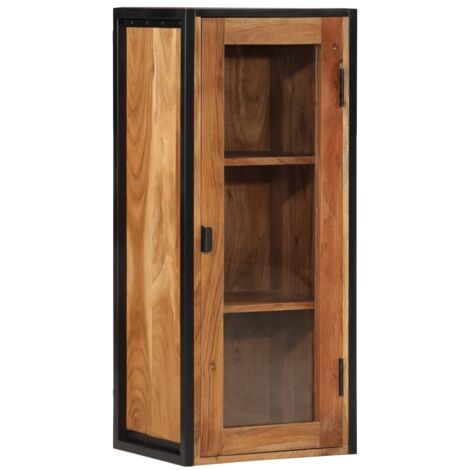 vidaXL Armoire de salle de bain murale bois massif d'acacia et fer (1/5)