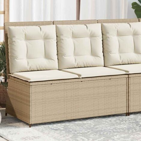 Banc inclinable de jardin avec coussins beige résine tressée vidaXL
