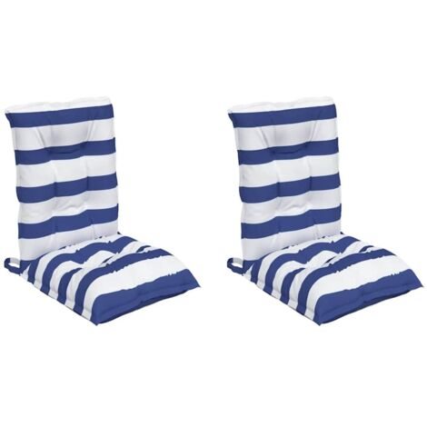 Coussins de chaise à dossier bas lot de 2 rayures bleu/blanc vidaXL