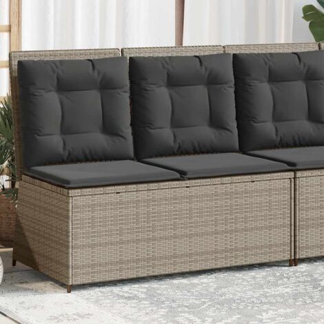 Banc inclinable de jardin et coussins gris clair résine tressée vidaXL